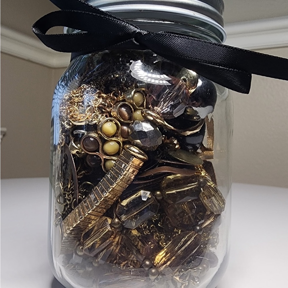 Gold-Toned Mystery Jewelry Jar